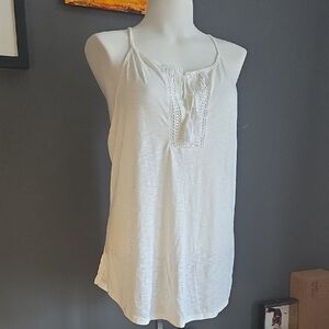 George Hi-Lo Tie Front Flowy Tank Top